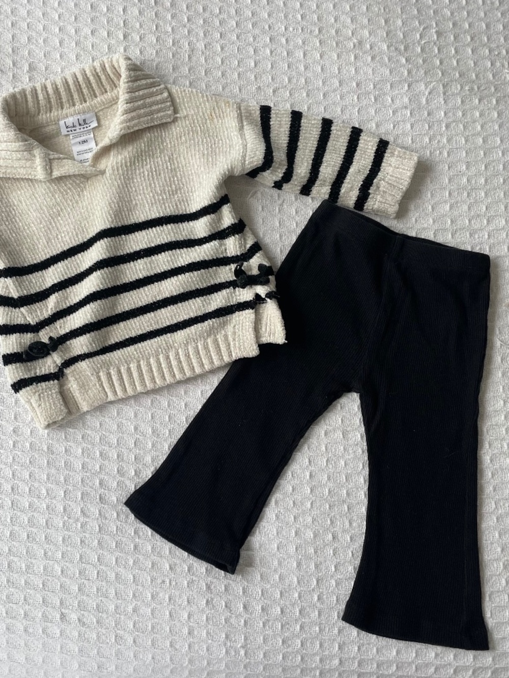 Nicole Miller Matching Set - White Sweaterw/Black Stripes and Leggings - size12m